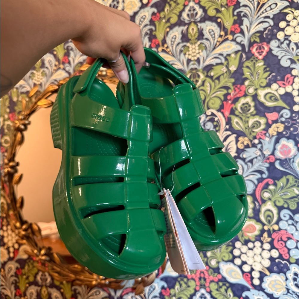CROCS Vibrant Green Platform Shoes